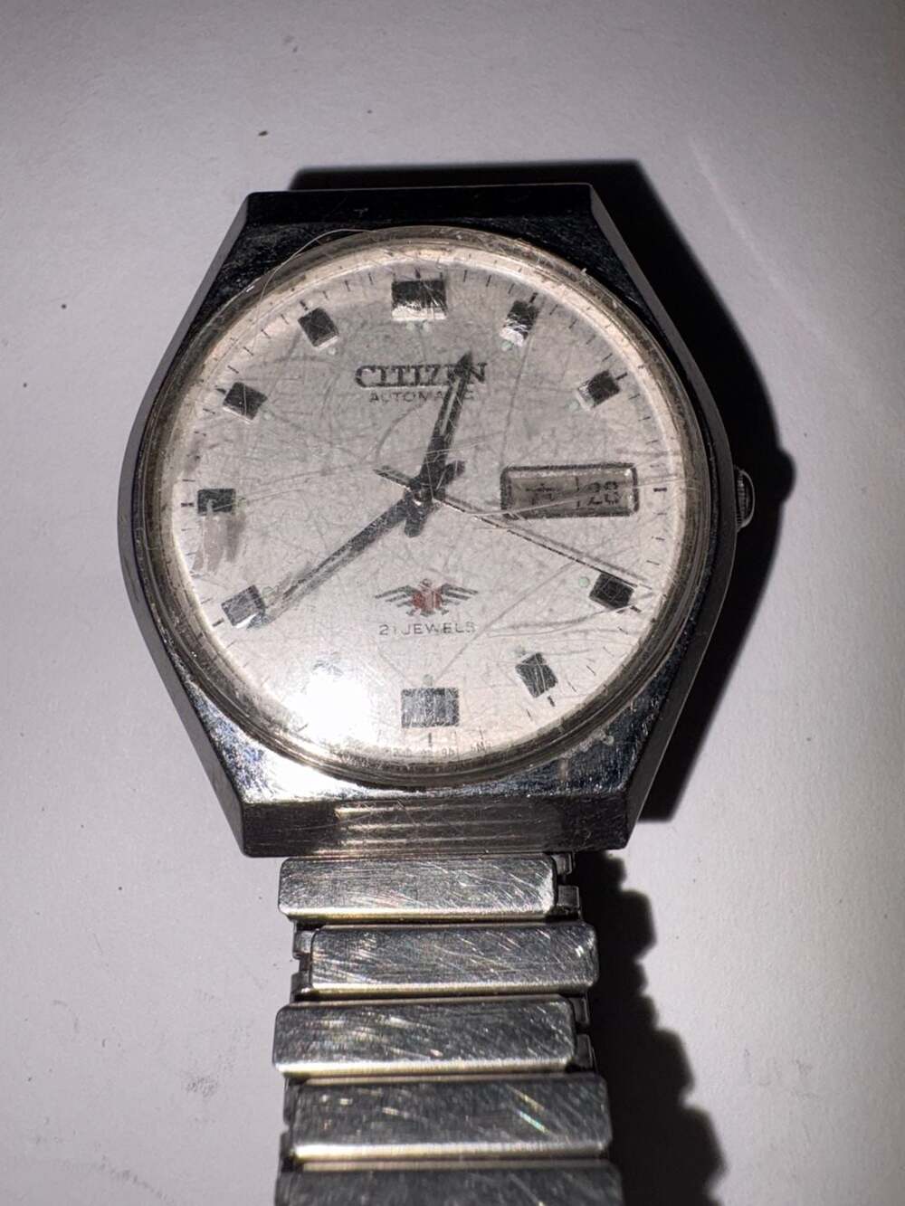 Vintage Citizen Eagle 7 Automatic 21 Jewels Day/Date White Dial Men's Watch